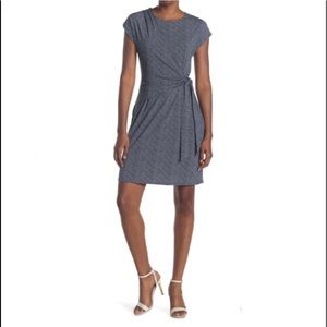 🆕 H HALSTON Extended Shoulder Draped Front Dress size large